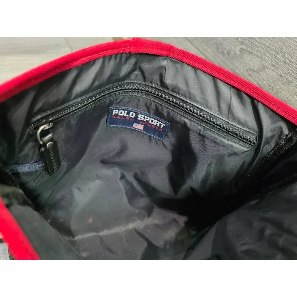 Polo Sport Ralph Lauren Red Black Messenger Bag Adjustable Strap Y2K B000785